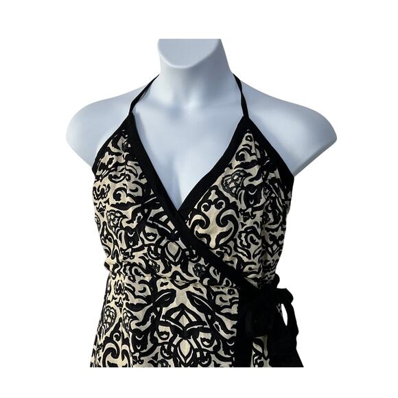 FRENCH CONNECTION WMNS 8 CRISTYN BIRDIE LINEN BLEND HALTER MINI DRESS BLACK NEW - Picture 6 of 13